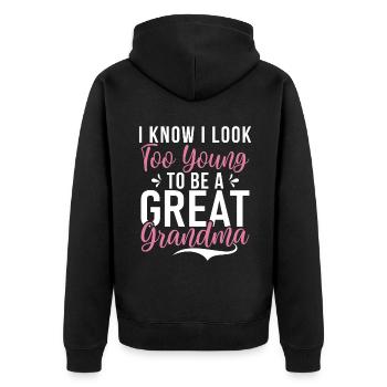 Great Grandma Gifts - Unisex Premium Organic Zip Hoodie - black - Back - Nico (187cm)