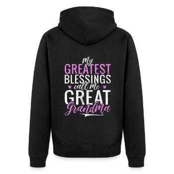 Great Grandma Gifts - Unisex Premium Organic Zip Hoodie - black - Back - Nico (187cm)