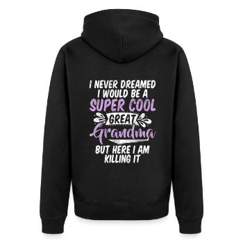 Great Grandma Gifts - Unisex Premium Organic Zip Hoodie - black - Back - Nico (187cm)