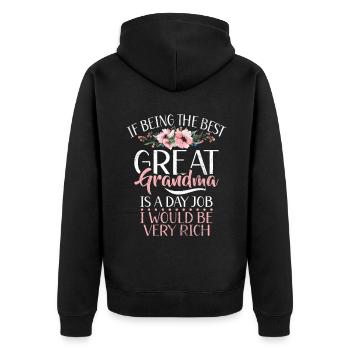 Great Grandma Gifts - Unisex Premium Organic Zip Hoodie - black - Back - Nico (187cm)