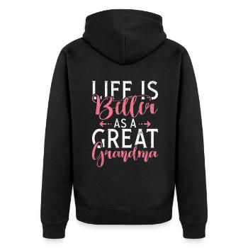 Great Grandma Gifts - Unisex Premium Organic Zip Hoodie - black - Back - Nico (187cm)