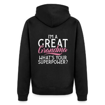 Great Grandma Gifts - Unisex Premium Organic Zip Hoodie - black - Back - Nico (187cm)