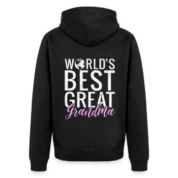 Great Grandma Gifts - Unisex Premium Organic Zip Hoodie - black - Back - Nico (187cm)