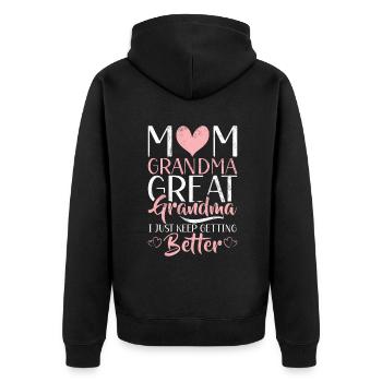 Great Grandma Gifts - Unisex Premium Organic Zip Hoodie - black - Back - Nico (187cm)