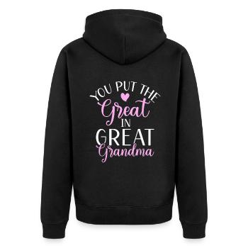 Great Grandma Gifts - Unisex Premium Organic Zip Hoodie - black - Back - Nico (187cm)