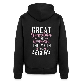 Great Grandma Gifts - Unisex Premium Organic Zip Hoodie - black - Back - Nico (187cm)