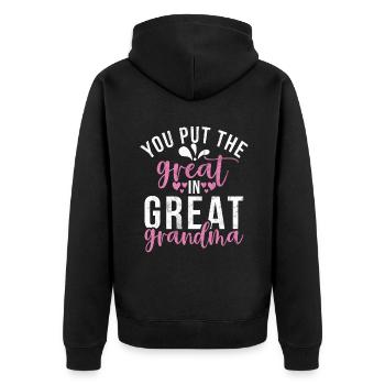 Great Grandma Gifts - Unisex Premium Organic Zip Hoodie - black - Back - Nico (187cm)