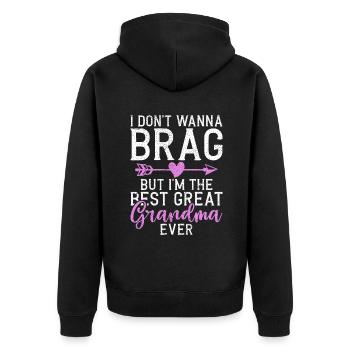 Great Grandma Gifts - Unisex Premium Bio Zip Hoodie - Schwarz - Hinten - Nico (187cm)