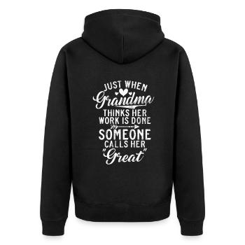 Great Grandma Gifts - Unisex Premium Organic Zip Hoodie - black - Back - Nico (187cm)