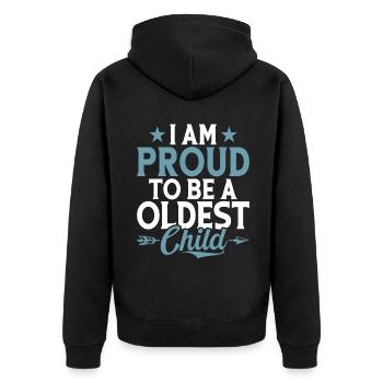 Oldest Child Gifts - Unisex Premium Organic Zip Hoodie - black - Back - Nico (187cm)