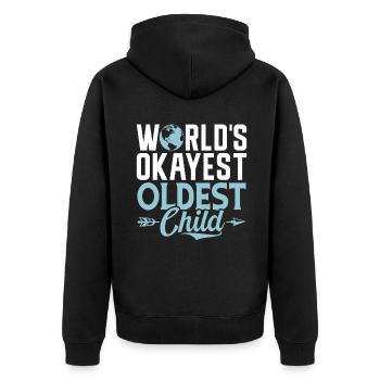 Oldest Child Gifts - Unisex Premium Organic Zip Hoodie - black - Back - Nico (187cm)
