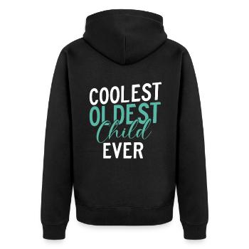 Oldest Child Gifts - Unisex Premium Organic Zip Hoodie - black - Back - Nico (187cm)