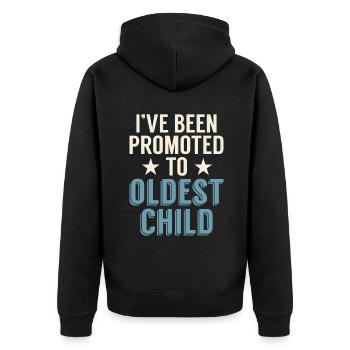Oldest Child Gifts - Unisex Premium Organic Zip Hoodie - black - Back - Nico (187cm)