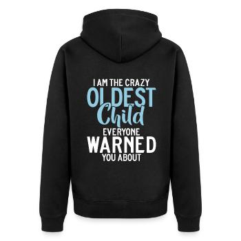 Oldest Child Gifts - Unisex Premium Organic Zip Hoodie - black - Back - Nico (187cm)