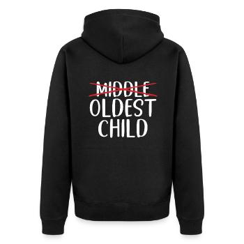 Oldest Child Gifts - Unisex Premium Organic Zip Hoodie - black - Back - Nico (187cm)