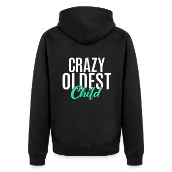 Oldest Child Gifts - Unisex Premium Organic Zip Hoodie - black - Back - Nico (187cm)