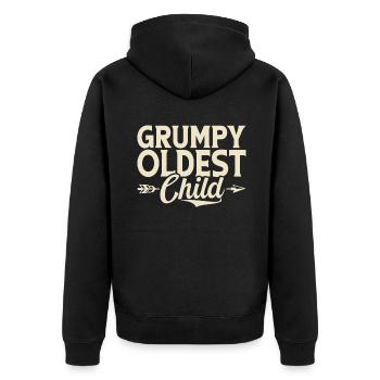 Oldest Child Gifts - Unisex Premium Organic Zip Hoodie - black - Back - Nico (187cm)