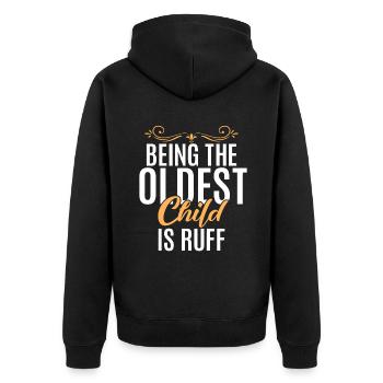 Oldest Child Gifts - Unisex Premium Organic Zip Hoodie - black - Back - Nico (187cm)
