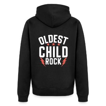 Oldest Child Gifts - Unisex Premium Organic Zip Hoodie - black - Back - Nico (187cm)