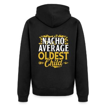 Oldest Child Gifts - Unisex Premium Organic Zip Hoodie - black - Back - Nico (187cm)