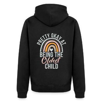Oldest Child Gifts - Unisex Premium Organic Zip Hoodie - black - Back - Nico (187cm)