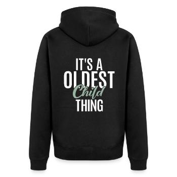 Oldest Child Gifts - Unisex Premium Organic Zip Hoodie - black - Back - Nico (187cm)