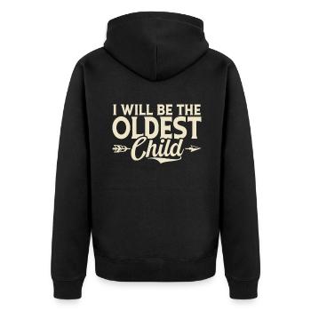 Oldest Child Gifts - Unisex Premium Organic Zip Hoodie - black - Back - Nico (187cm)
