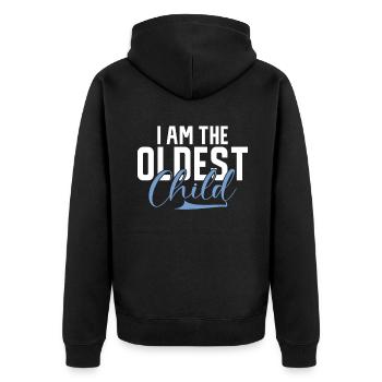 Oldest Child Gifts - Unisex Premium Organic Zip Hoodie - black - Back - Nico (187cm)