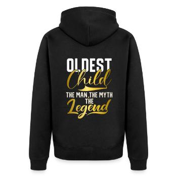 Oldest Child Gifts - Unisex Premium Organic Zip Hoodie - black - Back - Nico (187cm)
