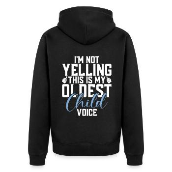 Oldest Child Gifts - Unisex Premium Organic Zip Hoodie - black - Back - Nico (187cm)