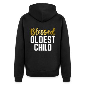 Oldest Child Gifts - Unisex Premium Organic Zip Hoodie - black - Back - Nico (187cm)