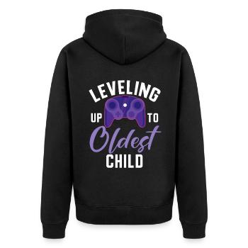 Oldest Child Gifts - Unisex Premium Organic Zip Hoodie - black - Back - Nico (187cm)
