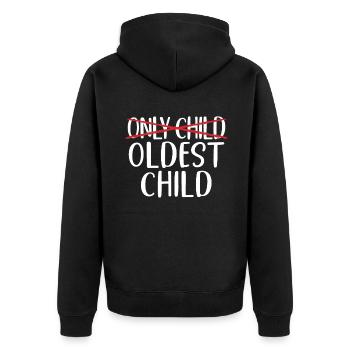 Oldest Child Gifts - Unisex Premium Organic Zip Hoodie - black - Back - Nico (187cm)