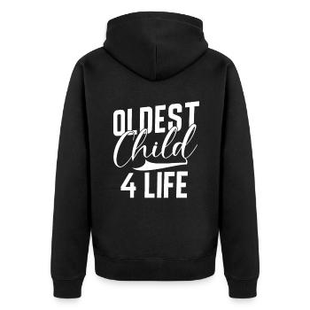 Oldest Child Gifts - Unisex Premium Organic Zip Hoodie - black - Back - Nico (187cm)