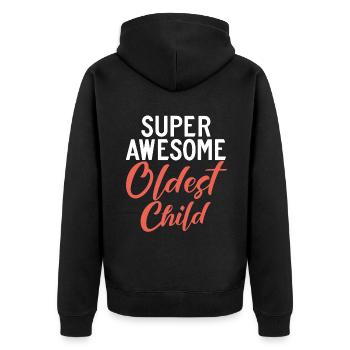 Oldest Child Gifts - Unisex Premium Organic Zip Hoodie - black - Back - Nico (187cm)