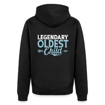 Oldest Child Gifts - Unisex Premium Organic Zip Hoodie - black - Back - Nico (187cm)