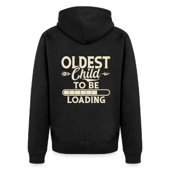 Oldest Child Gifts - Unisex Premium Organic Zip Hoodie - black - Back - Nico (187cm)