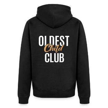 Oldest Child Gifts - Unisex Premium Organic Zip Hoodie - black - Back - Nico (187cm)