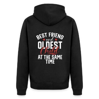 Oldest Child Gifts - Unisex Premium Organic Zip Hoodie - black - Back - Nico (187cm)