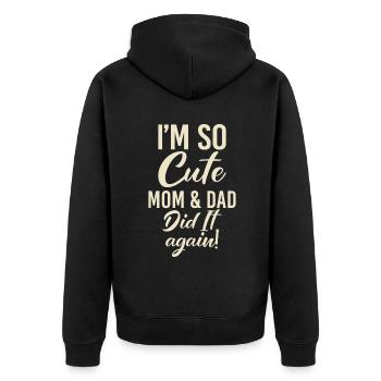 Oldest Child Gifts - Unisex Premium Organic Zip Hoodie - black - Back - Nico (187cm)
