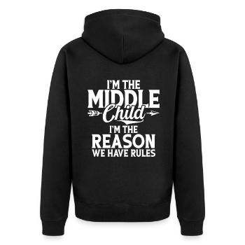 Middle Child Gifts - Unisex Premium Organic Zip Hoodie - black - Back - Nico (187cm)