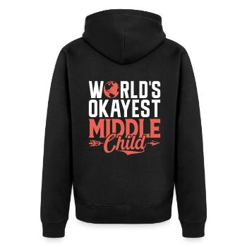 Middle Child Gifts - Unisex Premium Organic Zip Hoodie - black - Back - Nico (187cm)