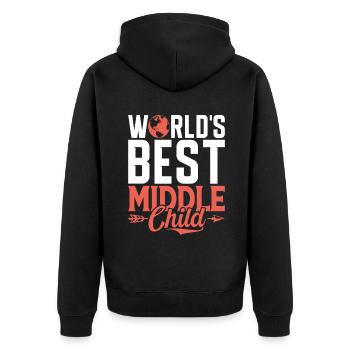 Middle Child Gifts - Unisex Premium Organic Zip Hoodie - black - Back - Nico (187cm)