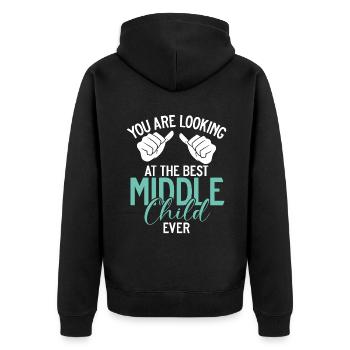 Middle Child Gifts - Unisex Premium Organic Zip Hoodie - black - Back - Nico (187cm)