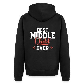 Middle Child Gifts - Unisex Premium Bio Zip Hoodie - Schwarz - Hinten - Nico (187cm)