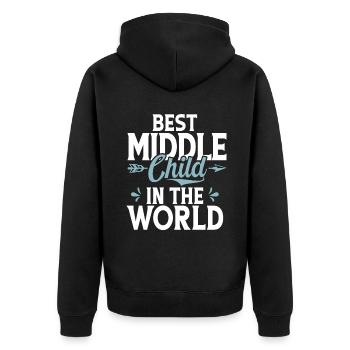 Middle Child Gifts - Unisex Premium Organic Zip Hoodie - black - Back - Nico (187cm)