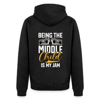 Middle Child Gifts - Unisex Premium Organic Zip Hoodie - black - Back - Nico (187cm)