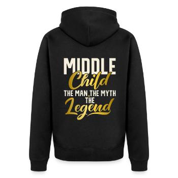 Middle Child Gifts - Unisex Premium Organic Zip Hoodie - black - Back - Nico (187cm)