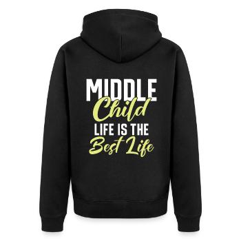Middle Child Gifts - Unisex Premium Organic Zip Hoodie - black - Back - Nico (187cm)