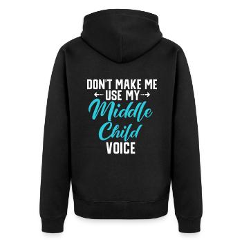 Middle Child Gifts - Unisex Premium Organic Zip Hoodie - black - Back - Nico (187cm)